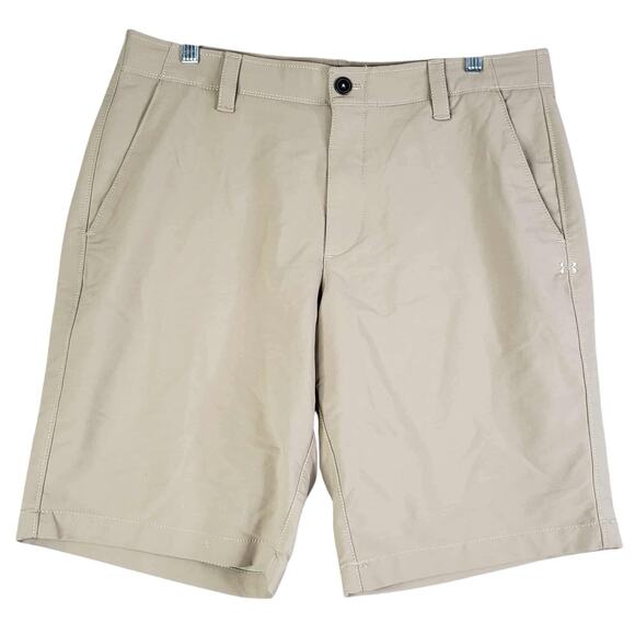 Under Armour UA Golf Shorts Men's Size 36 Khaki Flat Front Performance - Picture 2 of 10